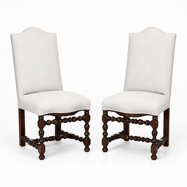 A Pair of French Louis XIII Walnut Side Chairs