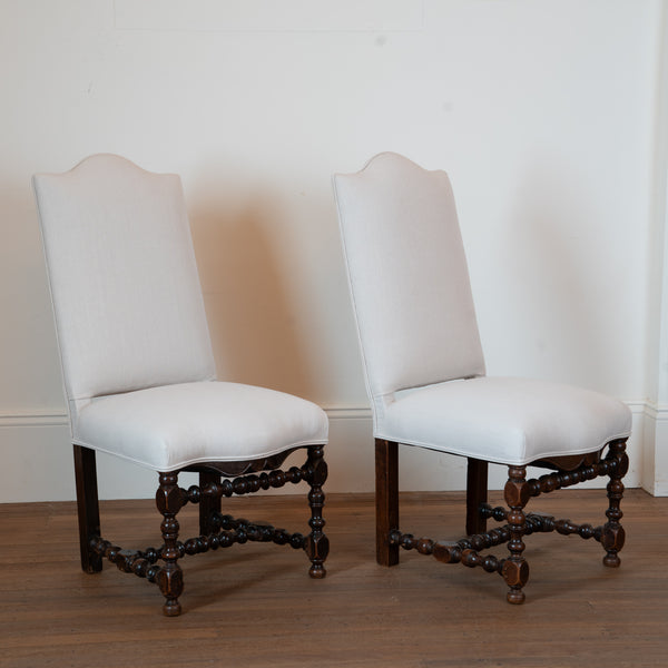 A Pair of French Louis XIII Walnut Side Chairs