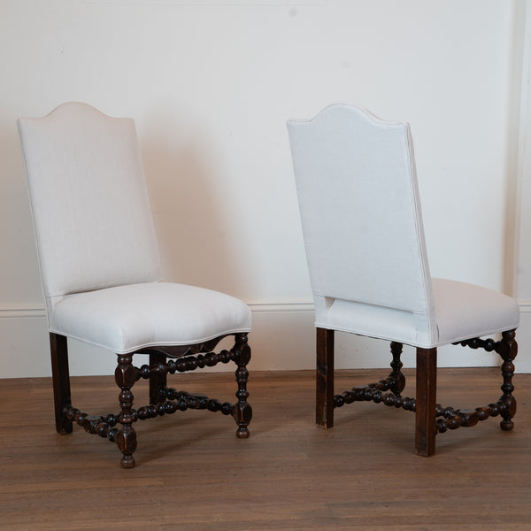 A Pair of French Louis XIII Walnut Side Chairs