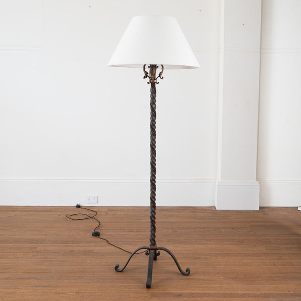Antique Baroque Forged Iron Floor Lamp