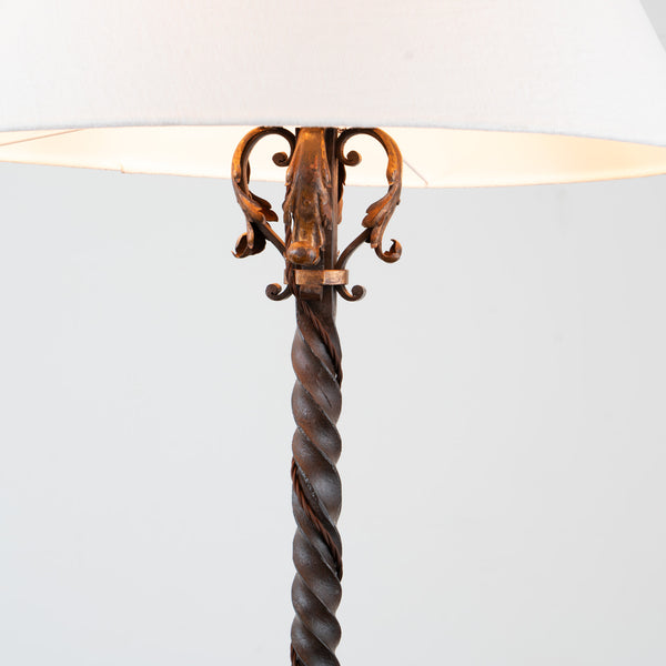 Antique Baroque Forged Iron Floor Lamp