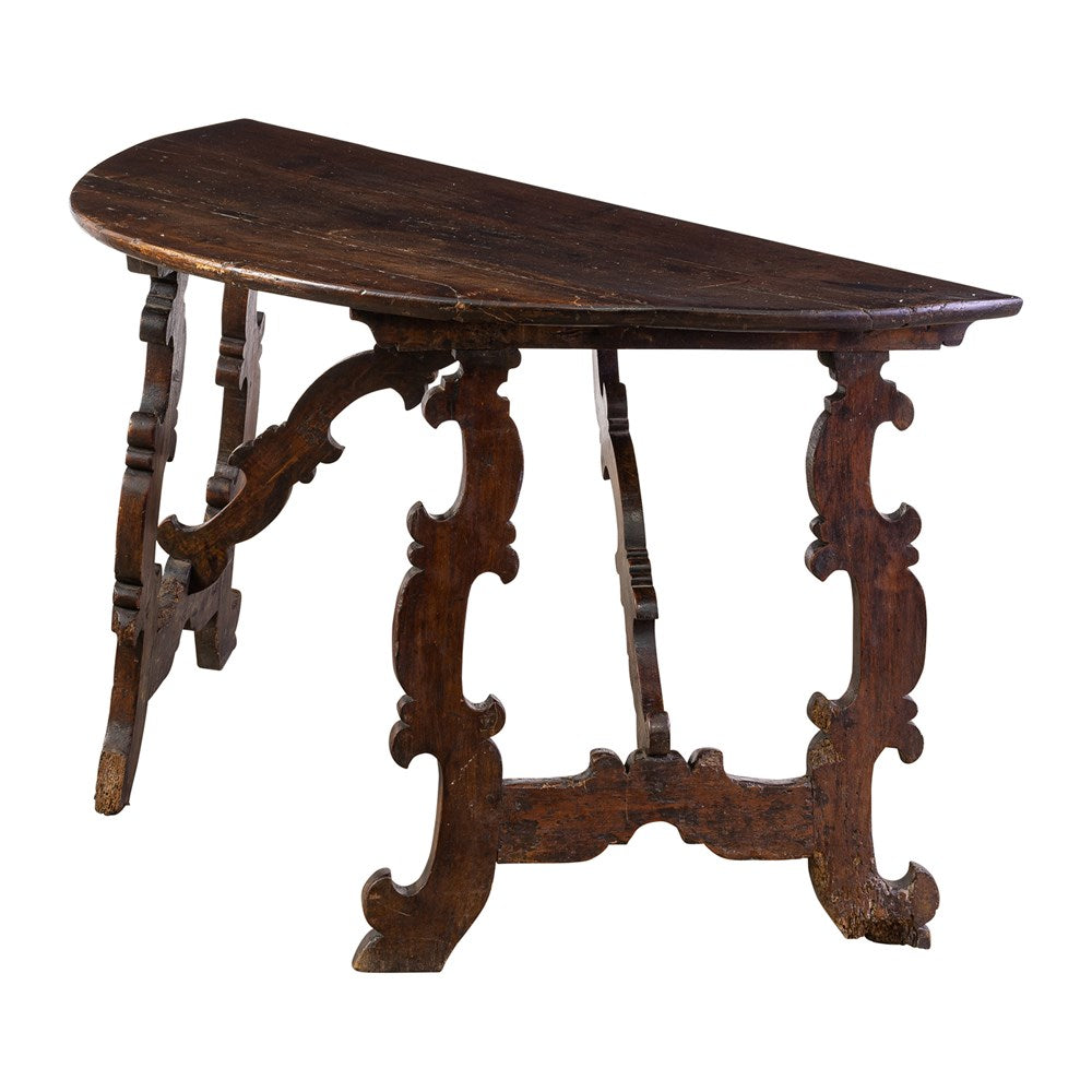 18th Century Italian Demi Lune Table in Chestnut