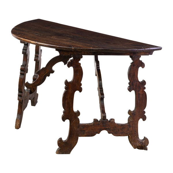 18th Century Italian Demi Lune Table in Chestnut