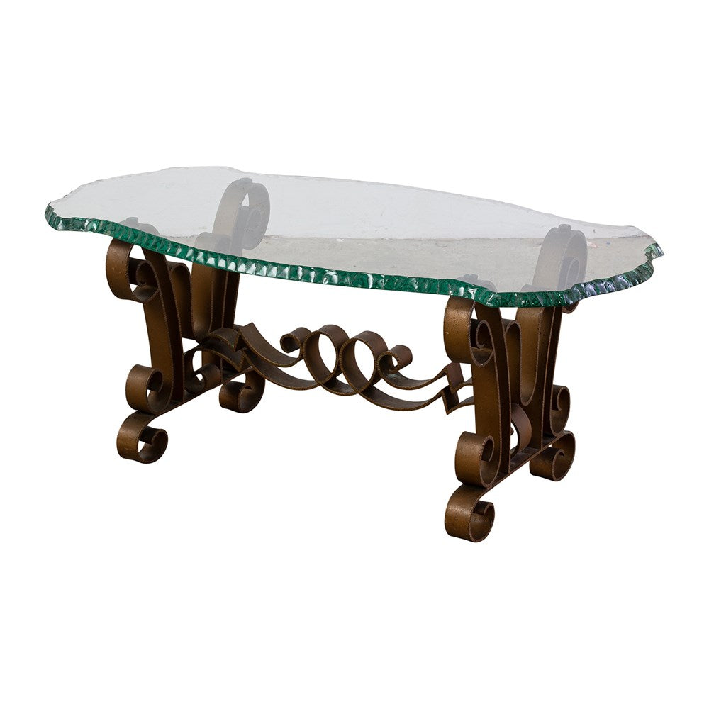 A Chiselled Glass And wrought Iron Coffee Table attributed to Pier Luigi Colli