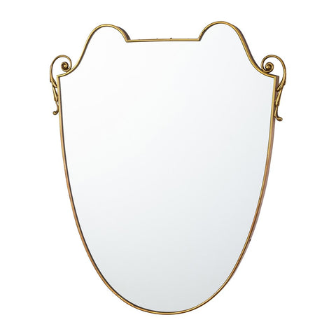 Gio Ponti Style Polished Brass Shield Mirror