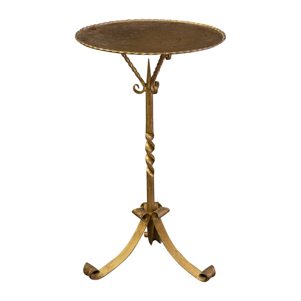 A Spanish Gilt Iron Martini Table with Spiral Twist Column