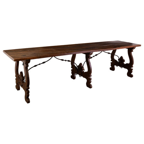 19th Century Triple Pedestal Dining/Console Table in Walnut