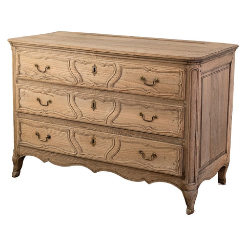 A late 19th Century Louis XV Style Bleached Oak Commode