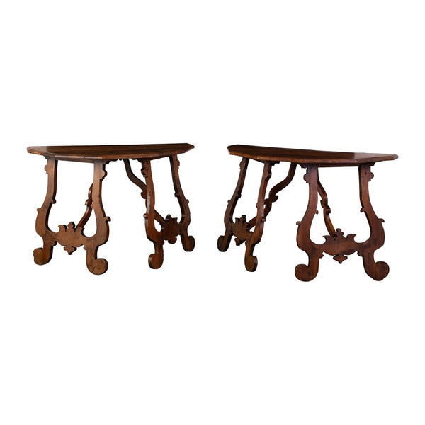 Pair of 18th Century Italian Walnut Fratino Tables