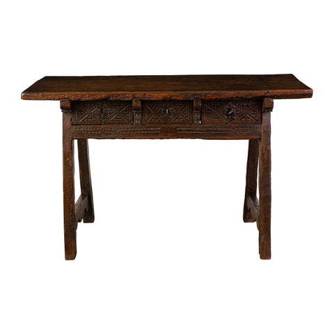 18th Century Spanish Console Table with Three Drawers