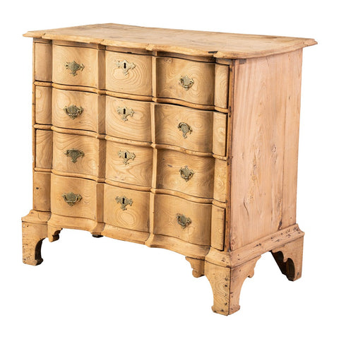 Charming 19th century Bombe  Dutch Commode in bleached oak.