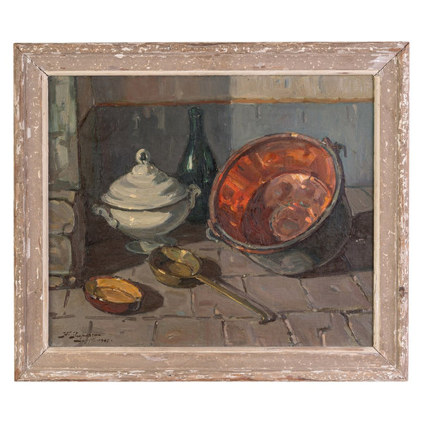 A Early 20th Century Still Life with Copper Pot