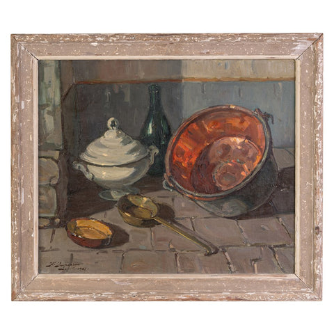 A Early 20th Century Still Life with Copper Pot