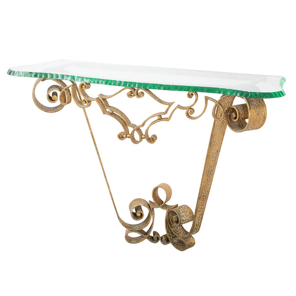 A Gilt Wrought Iron Console by Pier Luigi Colli for Cristal Arte