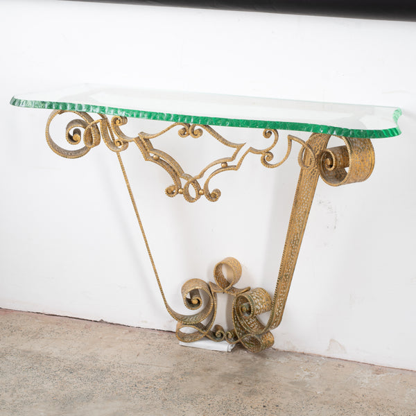 A Gilt Wrought Iron Console by Pier Luigi Colli for Cristal Arte
