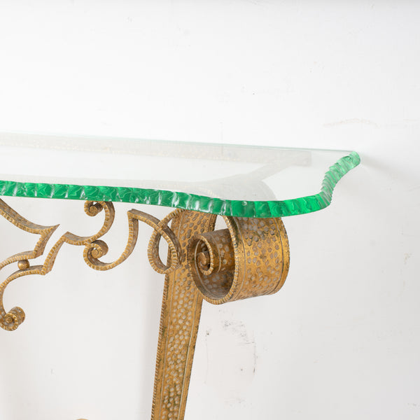 A Gilt Wrought Iron Console by Pier Luigi Colli for Cristal Arte