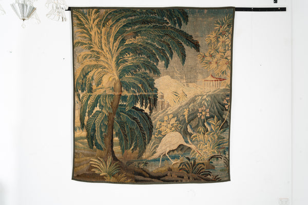 An Aubusson Verdure Tapestry in Wool and Silk