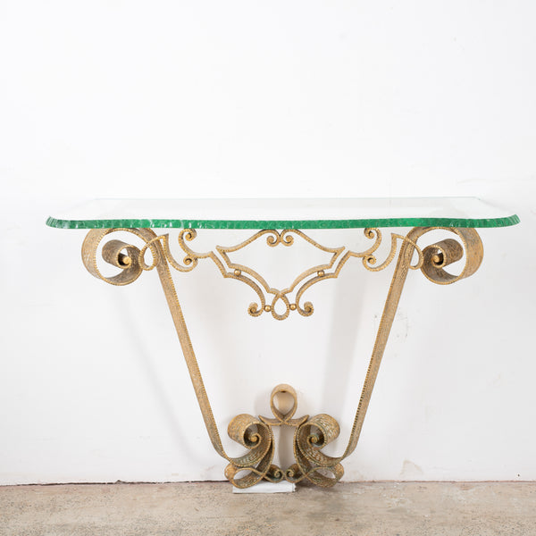 A Gilt Wrought Iron Console by Pier Luigi Colli for Cristal Arte