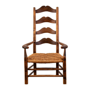 Mid Century French Ladder Back Armchair with braided rope seat