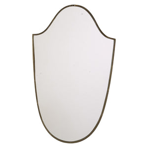 1960s Brass Shield Mirror with beaded Edge