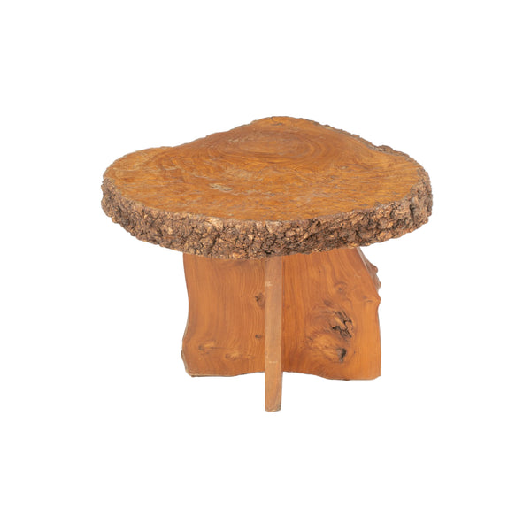 Vintage Live Edge Side Table in Burl Walnut
