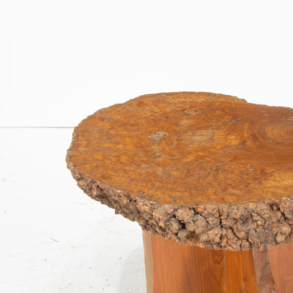 Vintage Live Edge Side Table in Burl Walnut