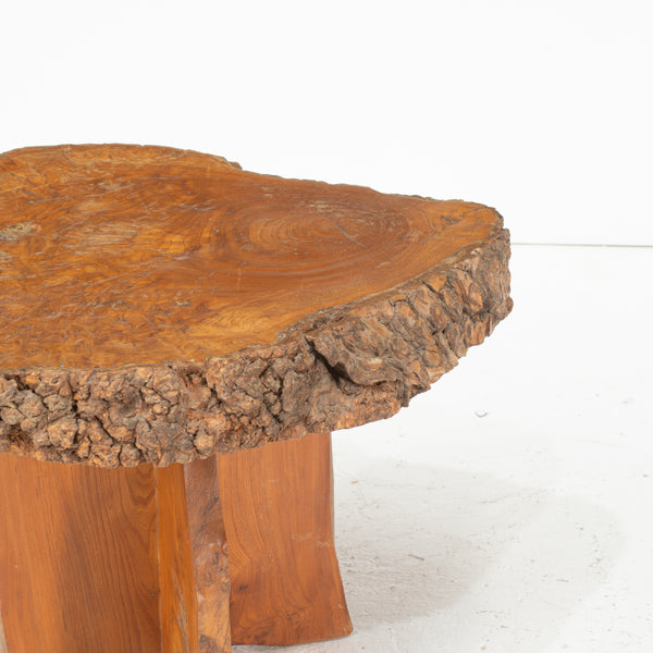 Vintage Live Edge Side Table in Burl Walnut