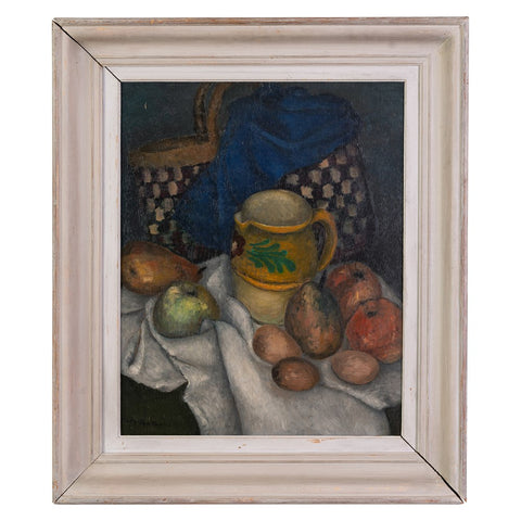 Still Life in White Frame with Pears and Waterjug