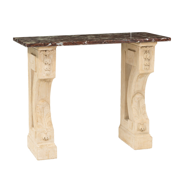 Louis XVI Style Limestone and Rouge Griotte Marble Console Table