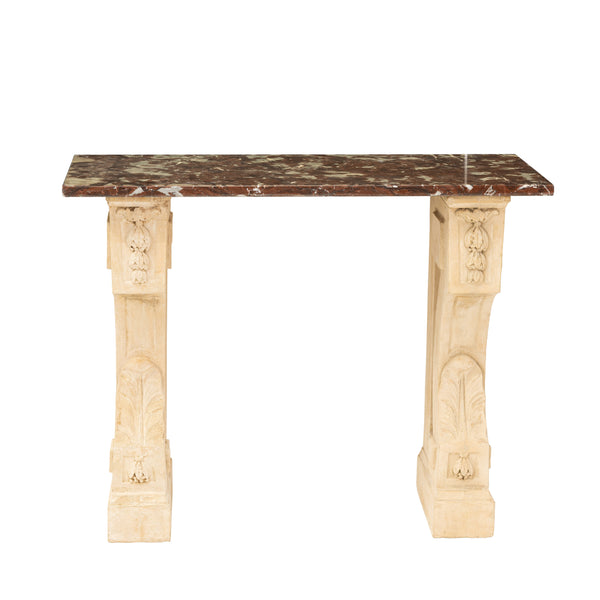 Louis XVI Style Limestone and Rouge Griotte Marble Console Table