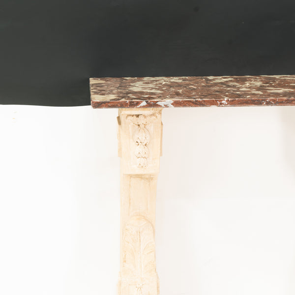 Louis XVI Style Limestone and Rouge Griotte Marble Console Table