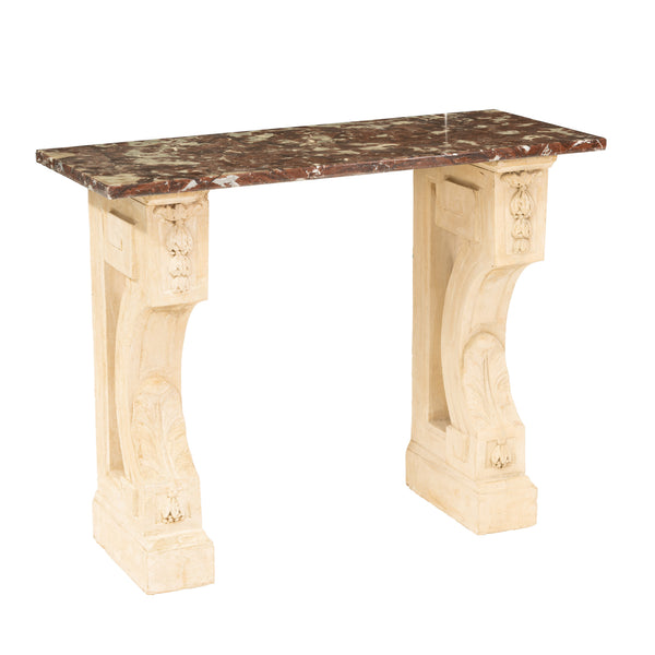 Louis XVI Style Limestone and Rouge Griotte Marble Console Table