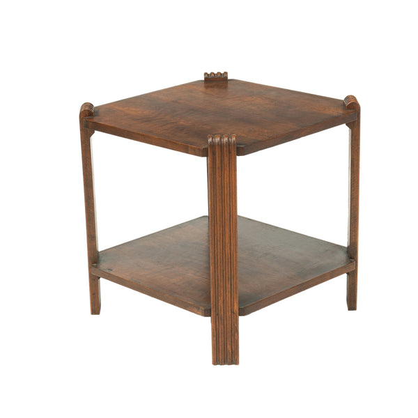 Art Deco Walnut Two Tiered Side Table