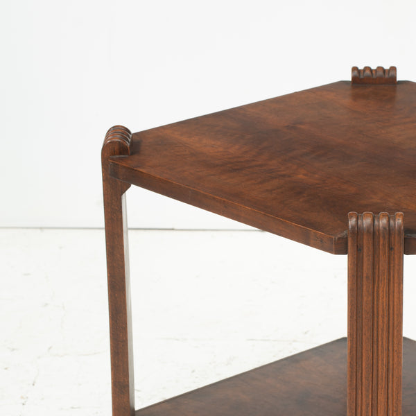 Art Deco Walnut Two Tiered Side Table