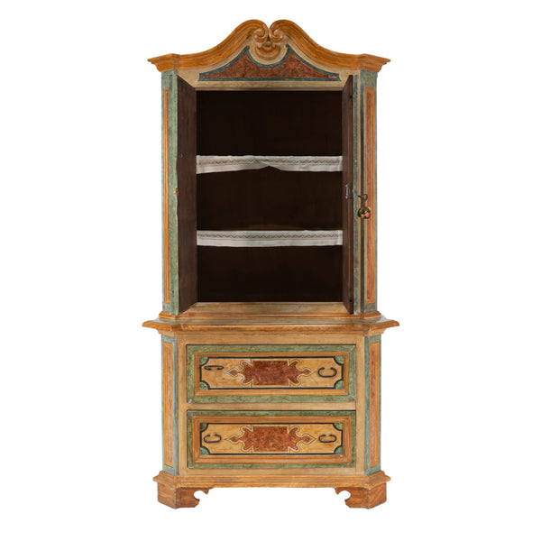 A Mid 20th Century Italian Polychrome-Painted Baroque style Cabinet