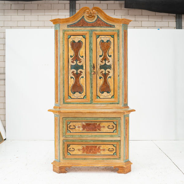 A Mid 20th Century Italian Polychrome-Painted Baroque style Cabinet
