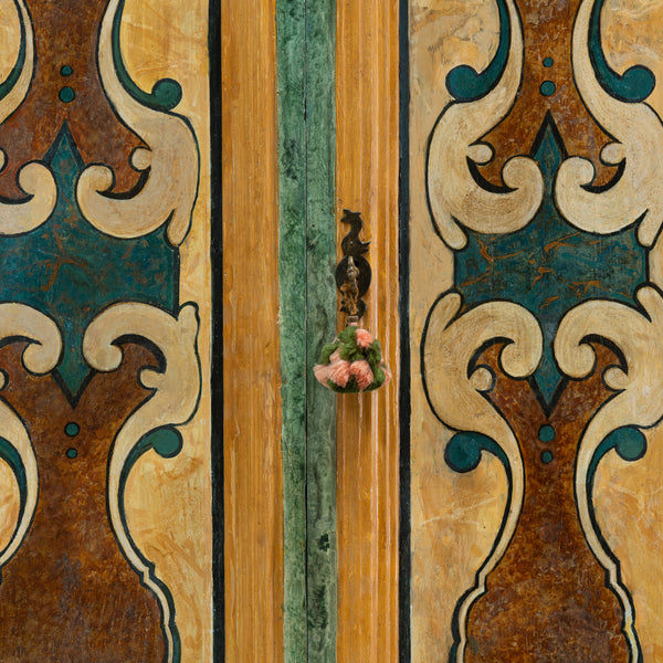 A Mid 20th Century Italian Polychrome-Painted Baroque style Cabinet