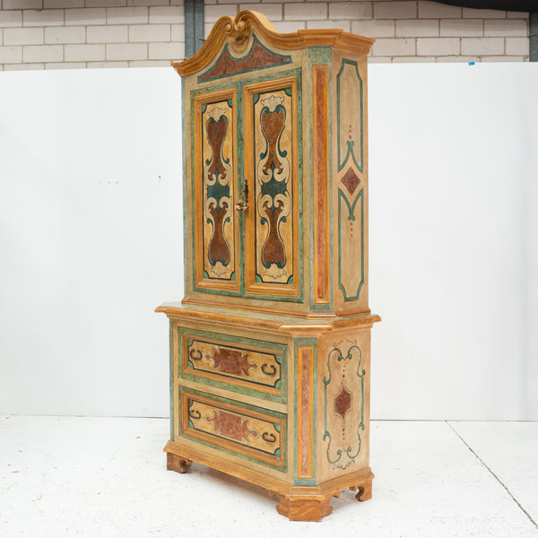 A Mid 20th Century Italian Polychrome-Painted Baroque style Cabinet