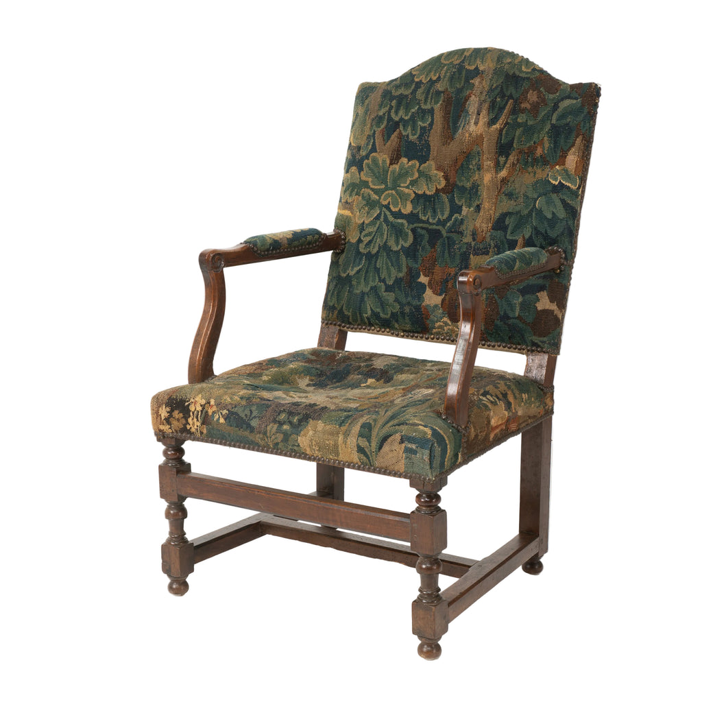 18th Century French Walnut Armchair Upholstered Verdure Tapestrt