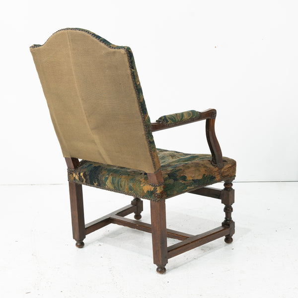 18th Century French Walnut Armchair Upholstered Verdure Tapestrt