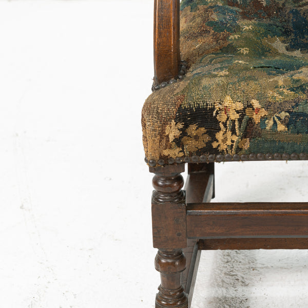 18th Century French Walnut Armchair Upholstered Verdure Tapestrt