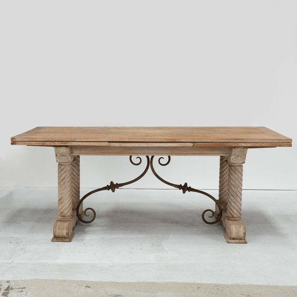 Mid 20th Century Cerused Oak Extension Table