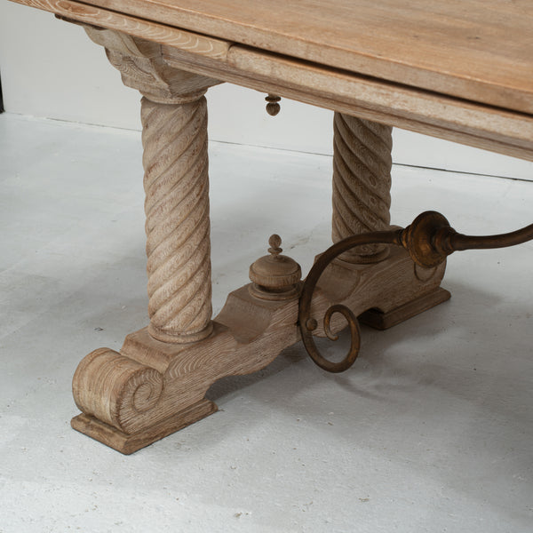 Mid 20th Century Cerused Oak Extension Table