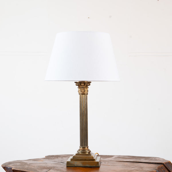 A Vintage Brass Corinthian Table Lamp