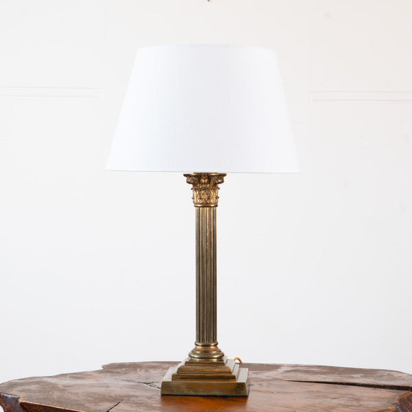 A Vintage Brass Corinthian Table Lamp