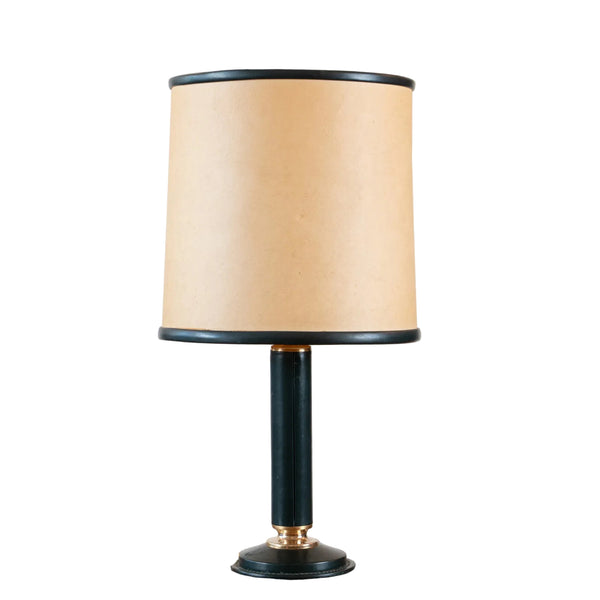 A 1960s Leather and Parchment Table Lamp by Le Tanneur