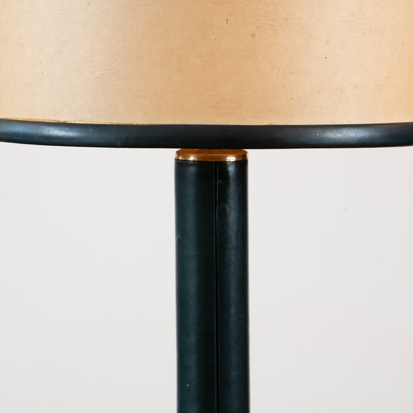 A 1960s Leather and Parchment Table Lamp by Le Tanneur