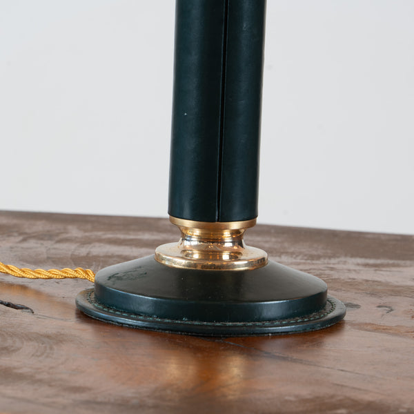 A 1960s Leather and Parchment Table Lamp by Le Tanneur
