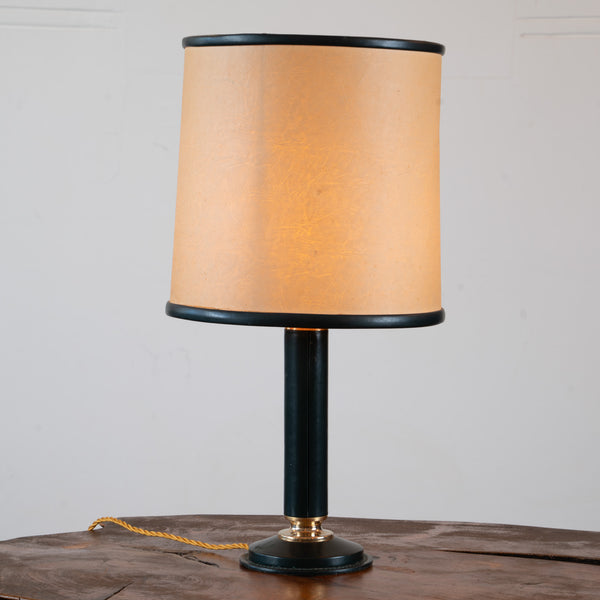 A 1960s Leather and Parchment Table Lamp by Le Tanneur