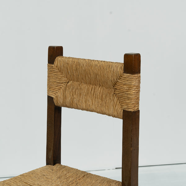 Set of 6 1950s Rush Side Chairs in the Manner of Charlotte Perriand
